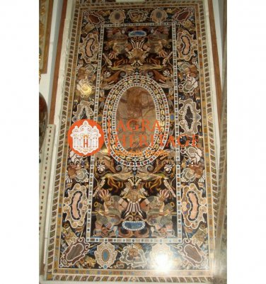Marble Conference 94"x47" Dining Table Top Pietra Dura Inlay Hallway Decor E1597