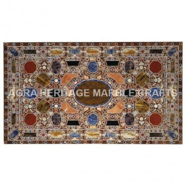 Marble 88"x44" Inches Dining Table Top Pietra Dura Inl;ay Living Room Home Decor