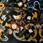 Black Marble Dining 64"x40" Inches Table Top Marquetry Pietra Dura Inlaid E1667