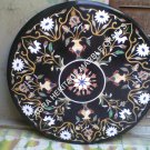 48" Round Marble Black Dining Table Top Inlay Marquetry Inlay Patio Decor H1975A