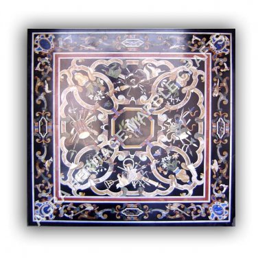 36" Black Marble Dining Living Room Table Top Scagliola Inlay Patio Decor E1047