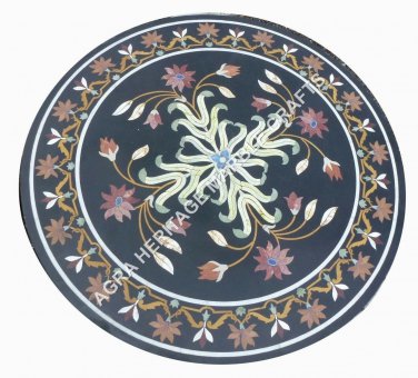 36" Marble Dining Room Top Table Marquetry Inlay Handmade Furniture Decor E483