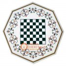 Marble Chess Dining 51" Table Top Floral Marquetry Arts Playroom Decor E1575