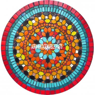 Decorative Marble Dining Side Table Top Mosaic Inlay Multi Design Decor H3841