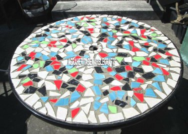 Marble Dining Corner Table Top Mosaic Inlay Furniture Housewarming Gift H3822
