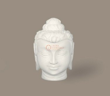 White Marble Meditation Buddha Head Collectible Decorative Sculpture Home Decor