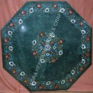 36" Green Marble Dining Table Top Multi Pietra Dura Inlay Furniture Decor E1391