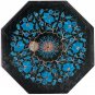 12"x12" Marble Black Coffee Table Top Turquoise Floral Fine Art Handmade Gift