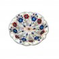 White Marble Fruit Organizer Bowl Lapis Inlaid Semi Precious Marquetry Art Decor