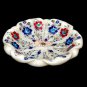 White Marble Fruit Organizer Bowl Lapis Inlaid Semi Precious Marquetry Art Decor