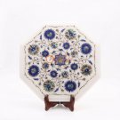 Marble Table Top Alternative Lapis Marquetry Floral Fine Design Bedroom Decor