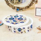 Marble White Designer Jewelry Vintage Box Lapis Inlaid Floral Design Gifts Her Marble White Designer Jewelry Vintage Box Lapis Inlaid Floral Design Gifts Her
