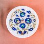Marble White Designer Jewelry Vintage Box Lapis Inlaid Floral Design Gifts Her