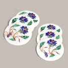 White Marble Tea Coasters Plate Lapis Stone Inlay Art For Handmade Gifts Decor