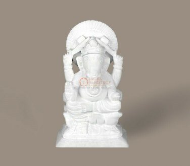 Marble White Lord Ganesha Ji Sculpture Decorative Antique Handmade Art Home Deco