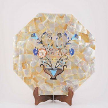 Marble Top Kitchen Table 15"x15" Mop Stone Mosaic Floral Art Good Friday Gifts