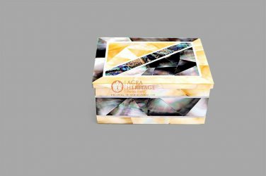 Handmade Marble Jewelry Storage Box Mop Mosaic Inlay Gemstone Art Gift For Loves