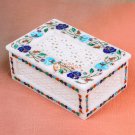 Marble White Jewelry Inlay Box Lapis Pietradura Floral Filigree Art Wedding Gift