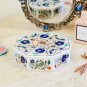 Italian Marble Jewelry Organizer Lapis Peacock Inlaid Design Housewarming Gifts