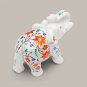 White Collectible Salute Pose Elephant Sculpture Carnelian Pietradura Floral Art