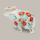 Marble Handmade Decorative Elephant Sculpture Carnelian Marquetry Floral Design Marble Handmade Decorative Elephant Sculpture Carnelian Marquetry Floral Design