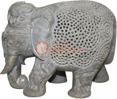 7" Natural SoapStone Marble Jumbo Elephant Statue Collectible Housewarming Gifts
