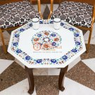 Marble White Custom Side Table Top Lapis Semi Precious Floral Design Home Depot