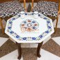 Marble White Custom Side Table Top Lapis Semi Precious Floral Design Home Depot