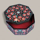 Black Marble Jewelry Custom Box Carnelian Marquetry Floral Fine Design Gift Her