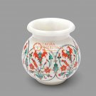 White Handmade Floral Organizer Vase Carnelian Marquetry Floral Fine Work Decor
