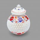 White Marble Handmade Decorative Flower Vase With Lid Lapis Inlay Floral Decor