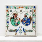 Counter Top Marble Table 17"x17" Historical Shahjahan & Mumtaz Mughal Love Art