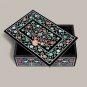 Black Marble Jewelry Box Organizer Inlaid Fine Floral Pietradura Design Decor