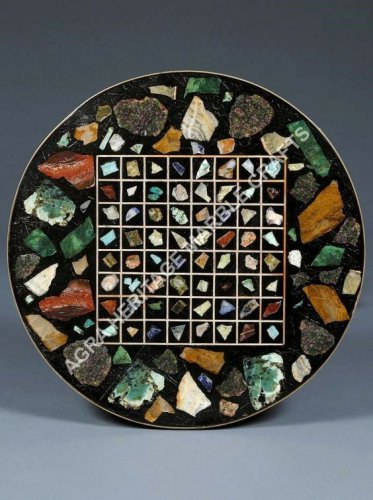 24" Marble Round Coffee Center Table Top Mosaic Multi Stone Inlay Decor H5150