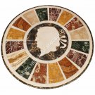 24" White Round Marble Coffee Center Table Top Mosaic Inlaid Hallway Decor E850