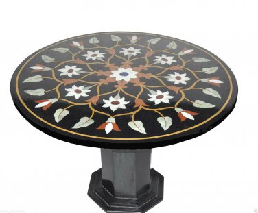 29" Marble Top Coffee Side Table Marquetry Inlay With Stand Giving Tuesday Decor