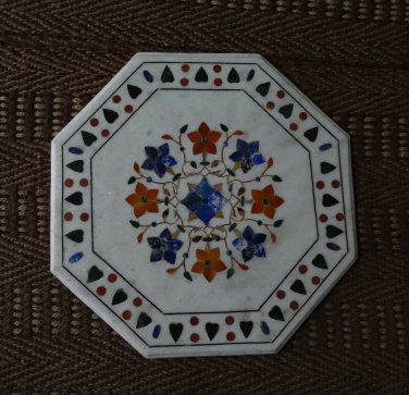 24" Marble Marquetry Coffee Center Table Top Rare Handmade Mosaic Occasion Gift