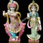 24" Marble White Exquisite Radha Krishna Hand Painted Art Giving Gift Decor E735