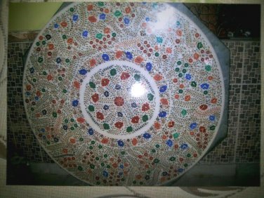 48" Marble Dining Table Top Inlay Handicraft Floral Marquetry Arts Bedroom Decor