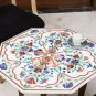 Marble White Dining Table Top Lapis Semi Precious Italian Floral Art Garden Deco