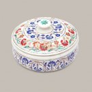 White Marble Round Jewelry Box With Lid Carnelian Marquetry Floral Art Home Deco White Marble Round Jewelry Box With Lid Carnelian Marquetry Floral Art Home Deco