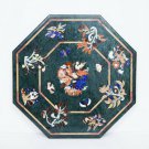 Marble End Tables 24"x24" Multi Gemstone Birds Inlaid Design Housewarming Gifts
