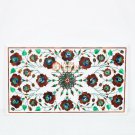 Marble White Table Top Alternative Carnelian Inlaid Marquetry Floral Design Arts