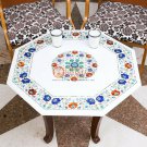 Marble Top Entryway Table Lapis Semi Precious Inlaid Stone Design Patio Decor