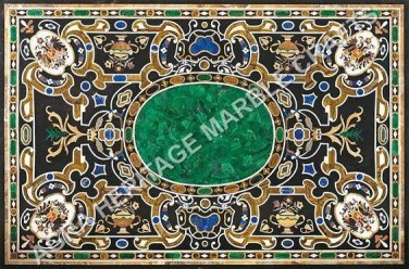 6'x3' Marble Dining Console Table Top Pietra Dura Malachite Inlaid Decor H5106A