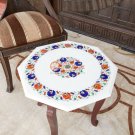 Marble Table Top Desk 16"x16" Lapis Multi Stone Floral Art Housewarming Gift Her Marble Table Top Desk 16"x16" Lapis Multi Stone Floral Art Housewarming Gift Her
