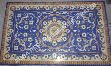 3'x2' Blue Marble Dining Top Table Lapis Lazuli Inlay Halway Outdoor Decor E341