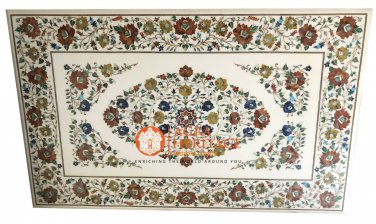 48"x78" Inch Large White Marble Dining Table Top Inlay Art Outdoor Decor E537
