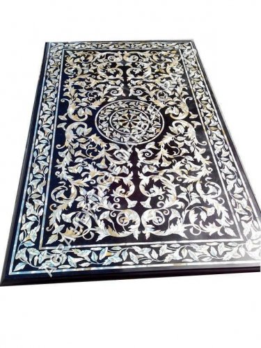 5'x3' Online Marble Top Hallway Dining Table Seashell Inlay Stone Decor E767