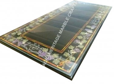 5'x3' Marble Dining Center Side Table Top Marquetry Grapes Inlay Decor H3487A